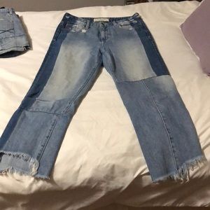 Two toned cropped boyfriend jeans